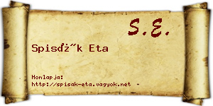 Spisák Eta névjegykártya